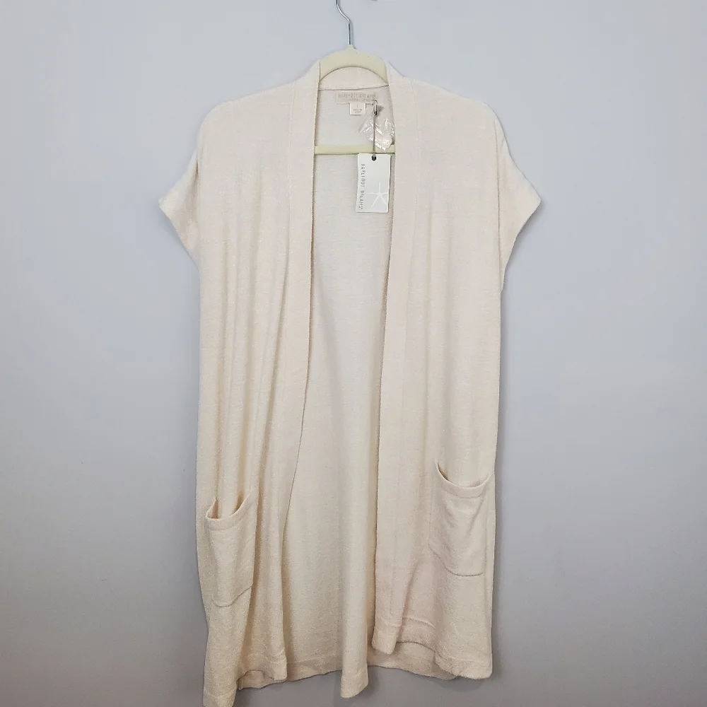 Barefoot Dreams Womens CozyChic Ultra Lite Sleeveless Long Cardigan Sz L NWT - Picture 2 of 16